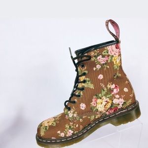 Dr Martens Women's Brown Canvas Floral Boots